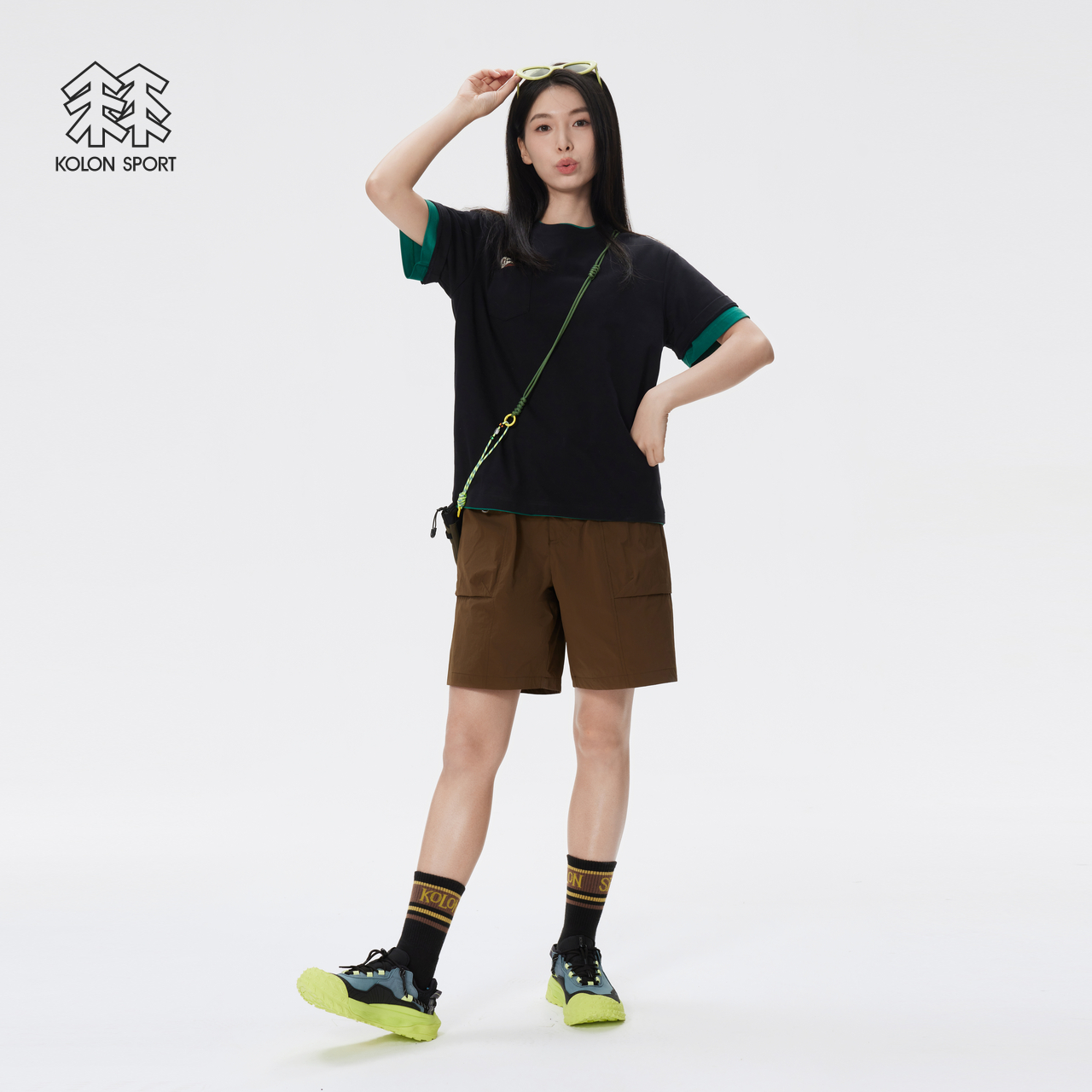 KOLON SPORT可隆短袖T恤日本艺术家NAIJEL合作口袋印花圆领上衣 - 图0