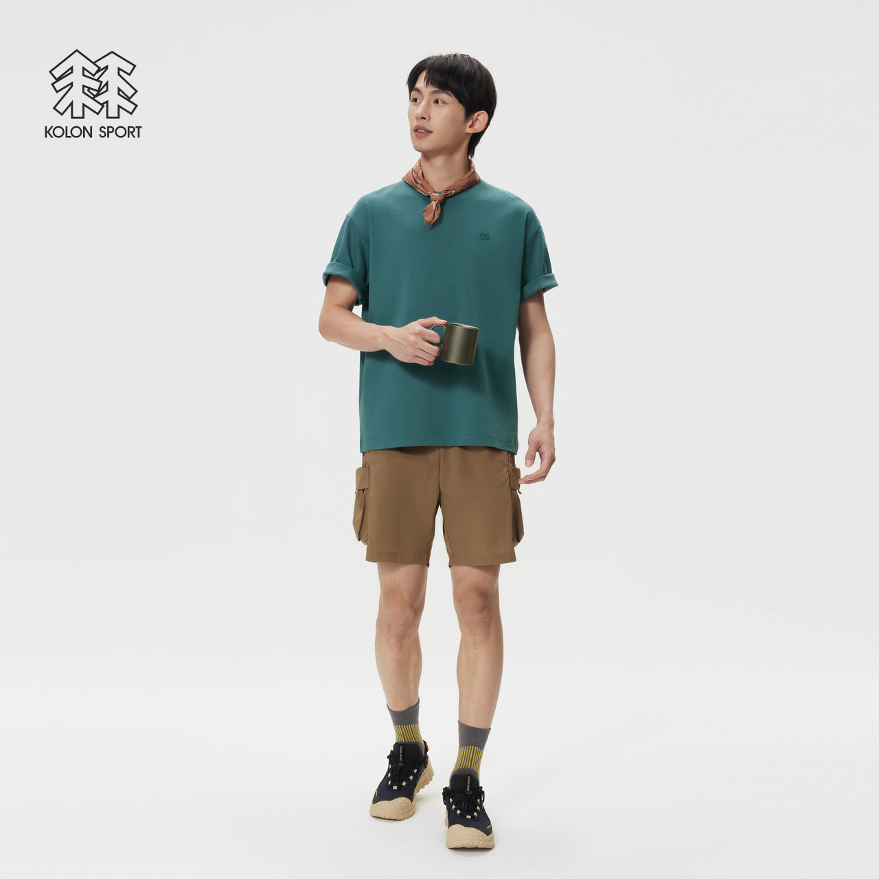 KOLON SPORT可隆短袖T恤男女同款刺绣印花棉质柔软落肩宽松上衣,淘宝优惠券,粉丝福利购,淘宝优惠卷