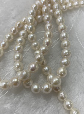 淡水ak珍珠78mm极光极少小坑无花皮项链手链佛珠饰品配件