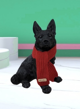 树脂招财黑狗玄关模型摆件仿真狗