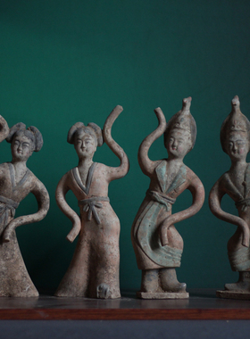 唐代仕女乐舞俑唐朝跳舞俑侍女坐俑女俑仿古陶俑摆件影视剧摆设