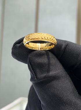 周大福几何铜钱足金黄金戒指