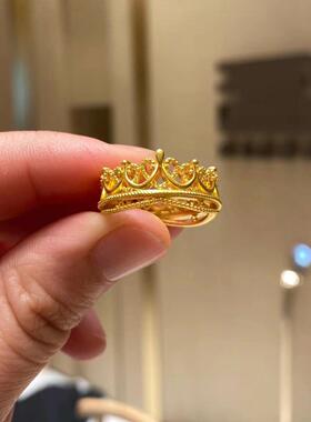 周大福花丝大皇冠足金戒指