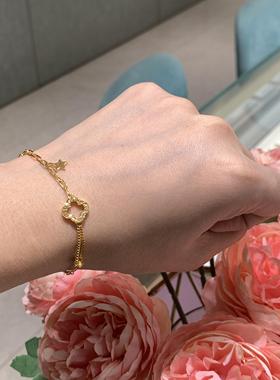 ING系列四叶草星星方牌黄金手链