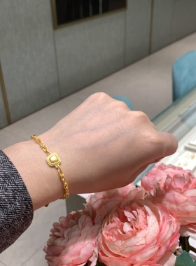 流金岁月系列粗链方块黄金手链女