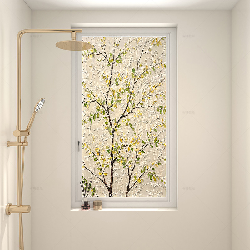 静电玻璃贴膜防窥防走光高级感油画厕所卫生间不透人窗户窗花贴纸,淘宝优惠券,粉丝福利购,淘宝优惠卷