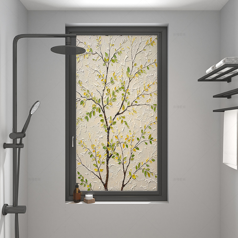 静电玻璃贴膜防窥防走光高级感油画厕所卫生间不透人窗户窗花贴纸,淘宝优惠券,粉丝福利购,淘宝优惠卷