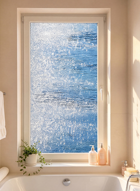 卫生间磨砂玻璃贴膜防窥防走光海景装饰画玻璃防窥贴纸静电无胶膜