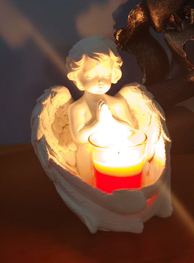 跨境手工复古天使烛台北欧家居桌面餐厅装饰摆件可爱工艺品