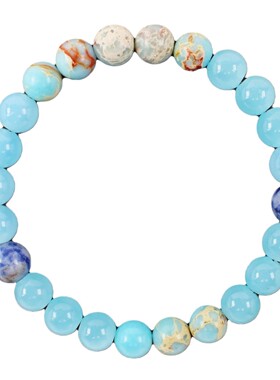 新品跨境天然石手串手链海蓝宝男女通用8mm串珠