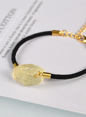 亚马逊新款热销天然水晶混合原石编绳手链女士手工制作粉晶手串