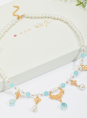 手工现货汉服配饰软璎珞日常森系唯美珍珠项链古风饰品