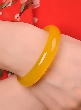 天然真品玉石精品玉髓黄玛瑙手镯时尚百搭女款手环饰品