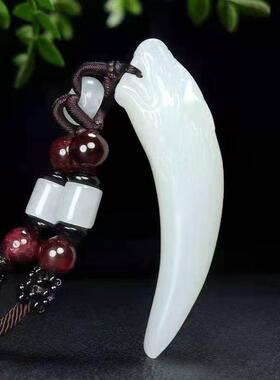 白色狼霸气狼牙转运玉石吊坠男女个性情侣狼牙挂件吊坠挂坠