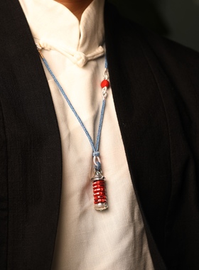 一生安朱砂运转乾坤八卦s925纯银镶嵌男女护身平安本命年礼物高端