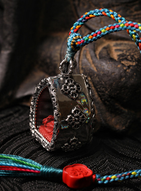 一生安朱砂药师佛吊坠s925纯银镶嵌嘎乌盒男女身体平安健康本命年