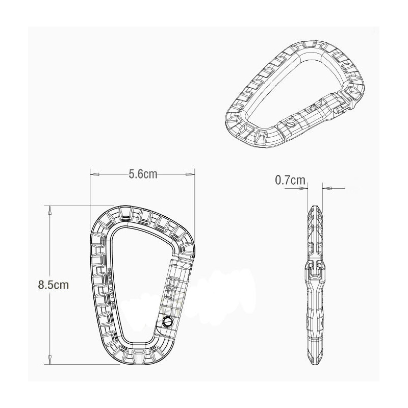 D型登山扣钥匙扣快挂钥匙扣战术背心造型用承重户外多功能I.T.W-图2