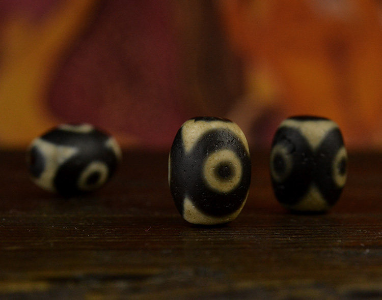 原矿西藏三眼虎牙老天珠至纯星月 老禅匠 天然手工佛饰其他DIY饰品配件