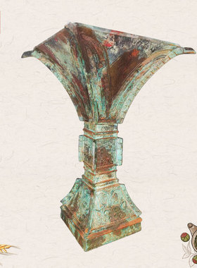 仿古花瓶天觚花插青铜器觚摆件工艺品礼品装饰品桌面酒器古玩婚庆