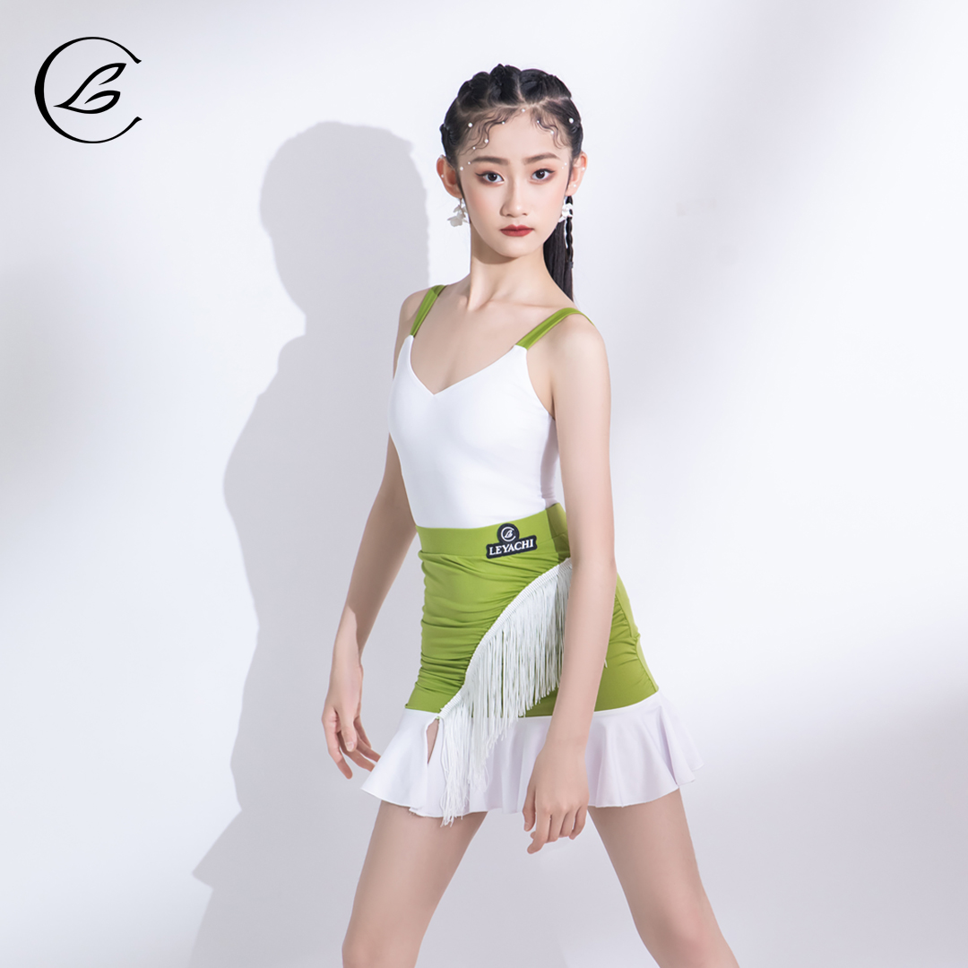 乐雅池2024夏季新款拉丁舞服装儿童女练功服女童舞蹈服演出服装-图0