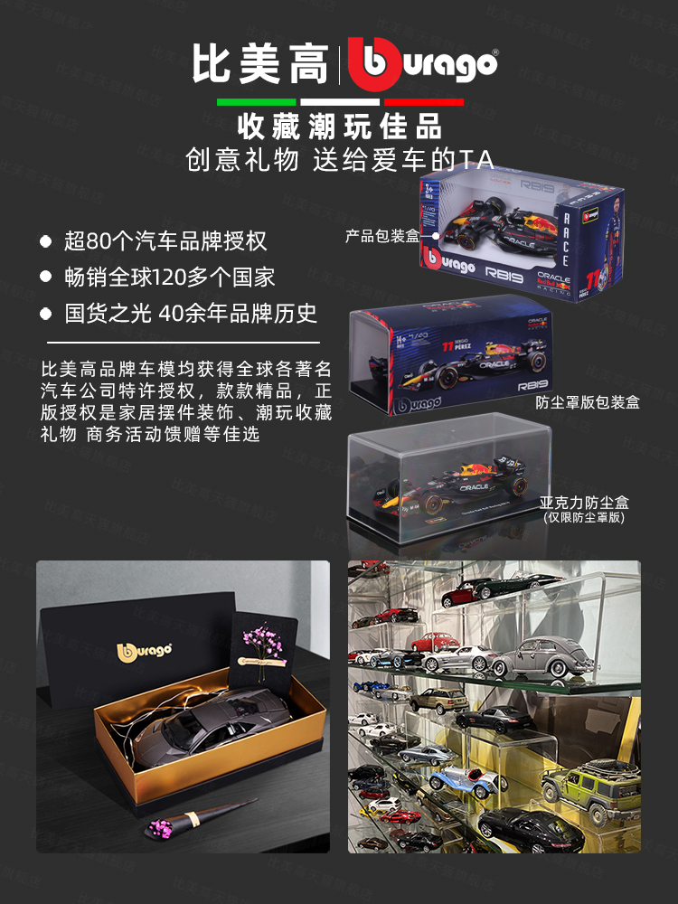 比美高2023 F1车模1:43红牛RB19方程式模型赛车仿真合金维斯塔潘 - 图3