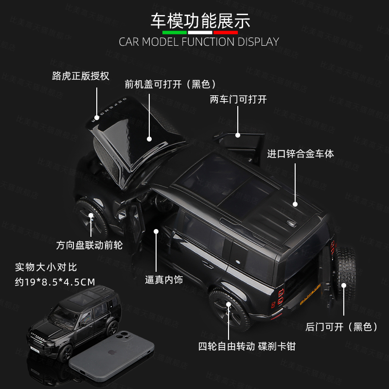 比美高车模1:25路虎卫士110模型仿真合金汽车2022越野玩具男礼物-图1