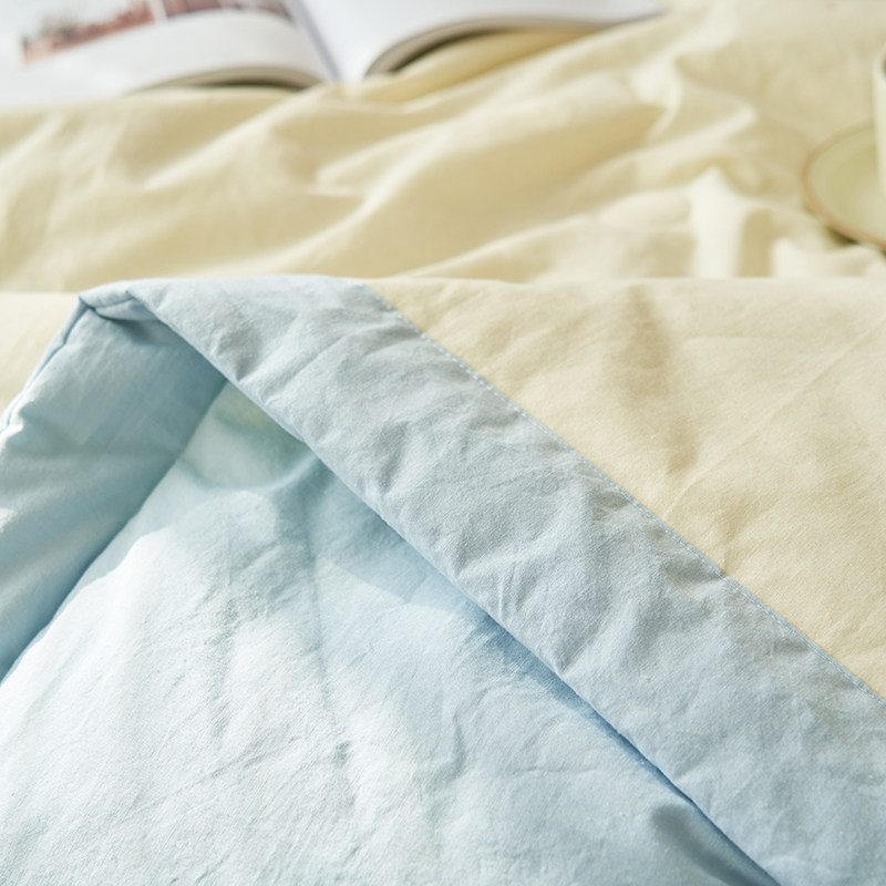 水洗棉大豆四件套夏季单人纤维被子 谷蝶化纤被