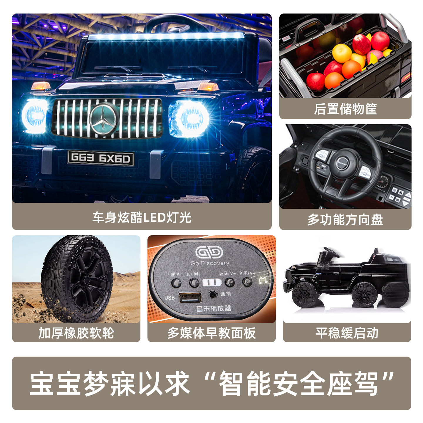 Mercedes-Benz Big G children's electric car six-wheel remote control car can seat adults 2026 new baby baby first birthday gift