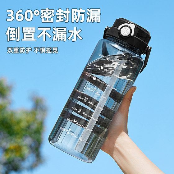 Large capacity water cup with straw, high temperature resistant
