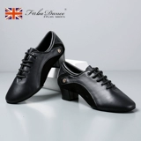 FB, профессиональная мужская обувь для латинских танцев, подлинный национальный стандарт, мягкая подошва, лакированная кожа на среднем каблуке, домашняя обувь для социальных танцев