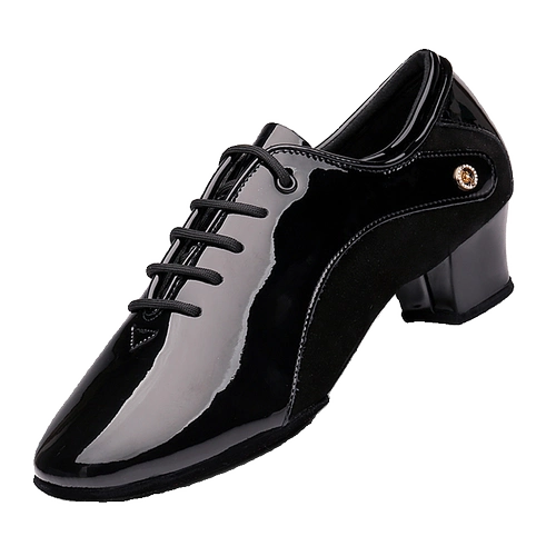 FB, профессиональная мужская обувь для латинских танцев, подлинный национальный стандарт, мягкая подошва, лакированная кожа на среднем каблуке, домашняя обувь для социальных танцев