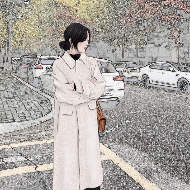 反季清仓网红毛中长款赫本风呢大衣 梦蝶婷服饰毛呢外套