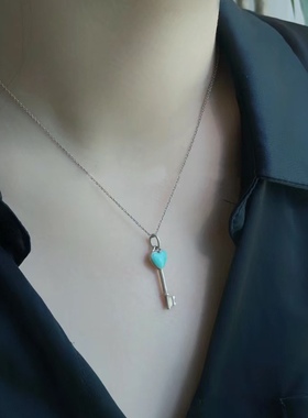 珐琅钥匙项链女纯银2024新款首饰