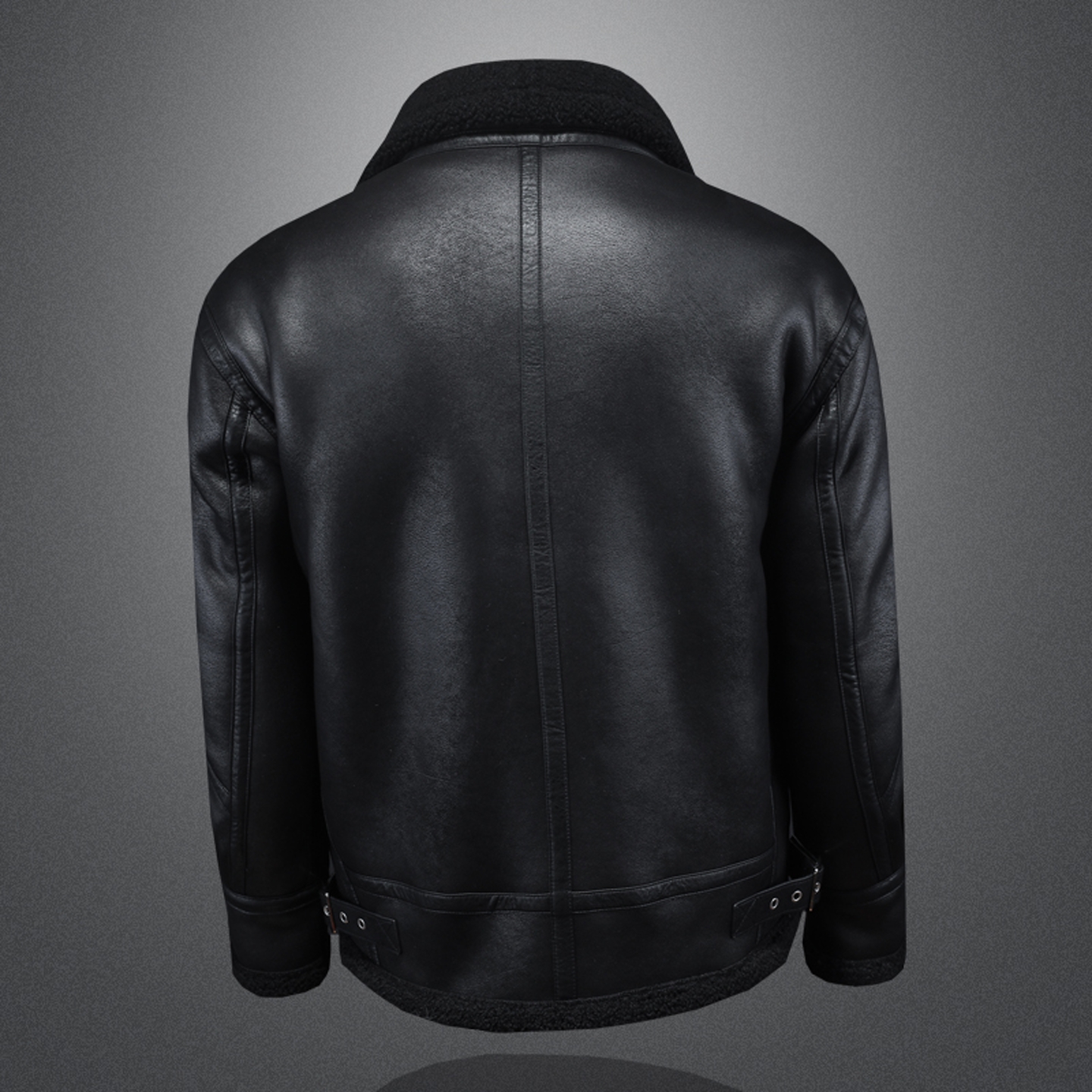 皮毛一体男士冬季大码加绒加厚皮衣短款机车服皮袄男装羊羔毛外套 - 图1