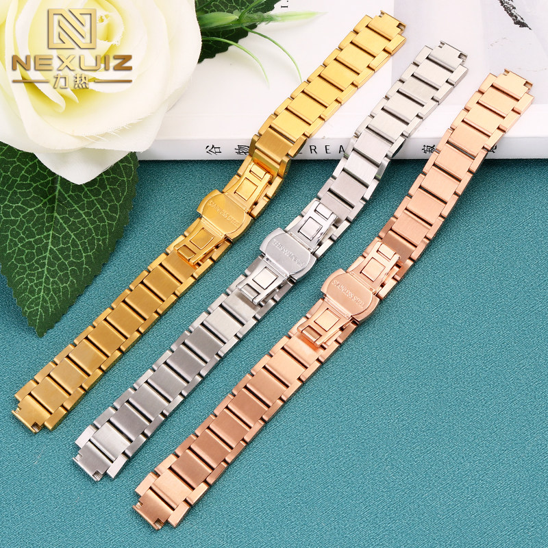 女凸型钢带表链适配卡西欧she-3034 nexuiz力热配件
