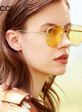 超有范儿港风透明黄色墨镜