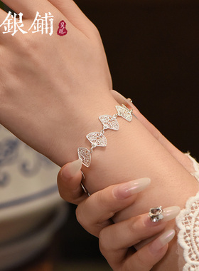 吴越老银铺皎扇绾纯银手链