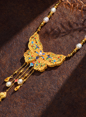 S925银蝶舞流光项链复古