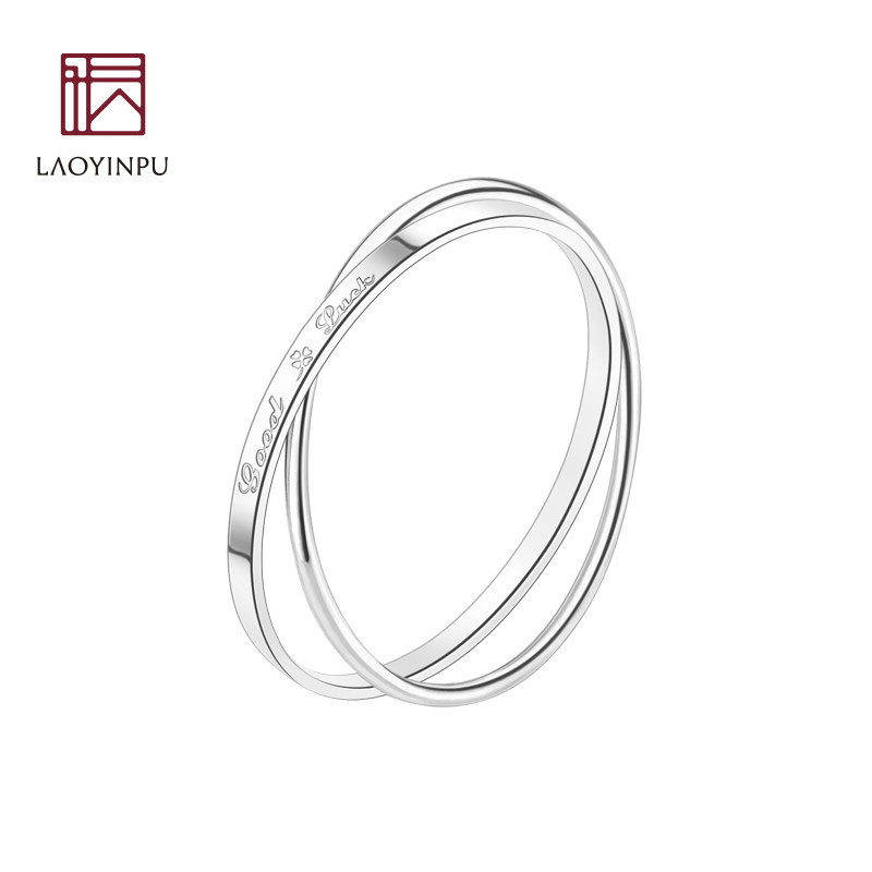 老银铺999纯银手镯女士足实心手链 吴越老银铺手镯