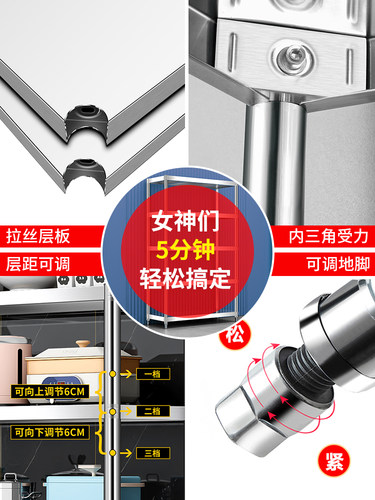 不锈钢架子厨房货架商用多层仓库仓储落地储物库房收纳置物架阳台 - 图0