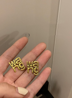 新潮夸张金属王wang字母耳钉