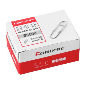 齐心回形针10盒回形针29mm金属曲别针 枚防锈筒B3500回形针