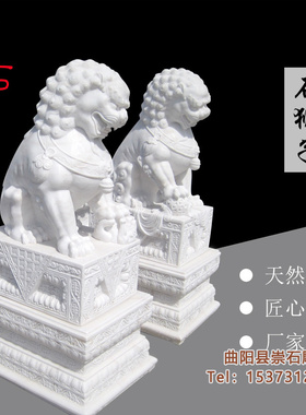 看门石狮子一对定制家用门前摆件汉白玉石雕北方小狮子居家商用