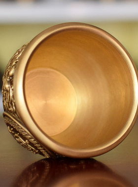 铜缸摆件麒麟招财进宝中式黄铜