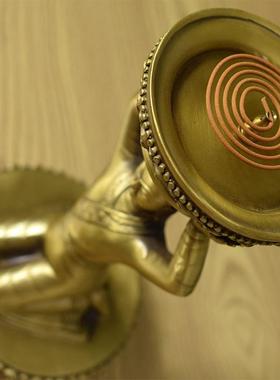 尼泊尔手工熏香炉纯铜供佛香插藏式摆件家居装饰品创意礼品工艺品