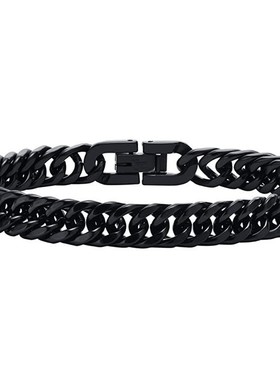 跨境不锈钢四面磨双织手链嘻哈冷淡风男女简约古巴手链珠宝扣手链