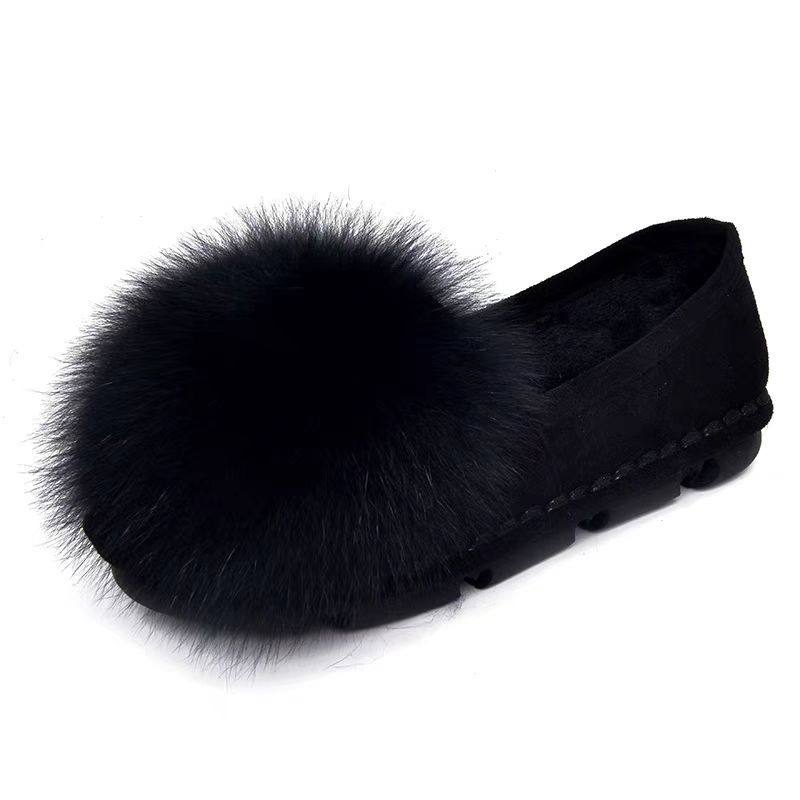 毛毛鞋女2024秋冬外穿韩版狐狸毛厚底百搭舒适孕妇棉鞋加绒豆豆鞋,淘宝优惠券,粉丝福利购,淘宝优惠卷