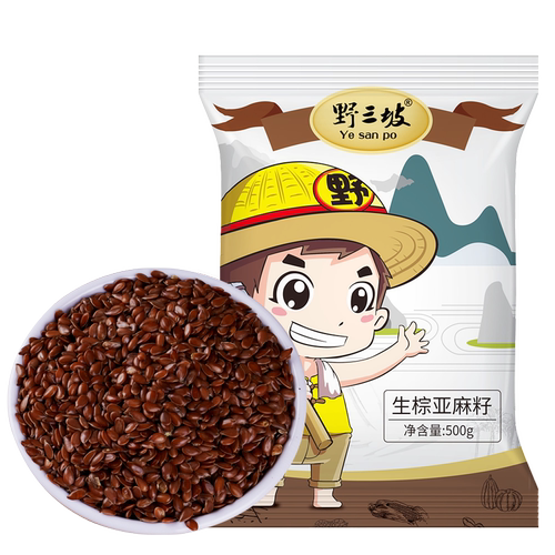 野三坡 生亚麻籽仁500g袋内蒙特产生胡麻亚麻籽高亚麻酸 - 图0