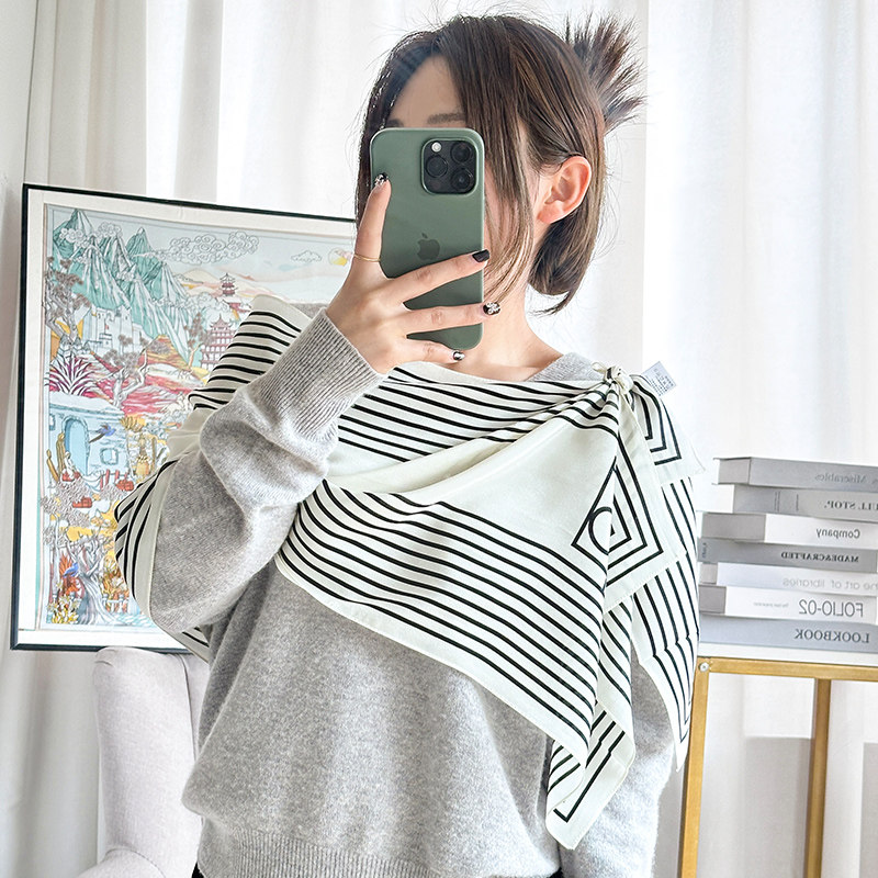 【线条集合】双绉14姆米纯桑蚕丝真丝简约百搭薄款女丝巾围巾长巾