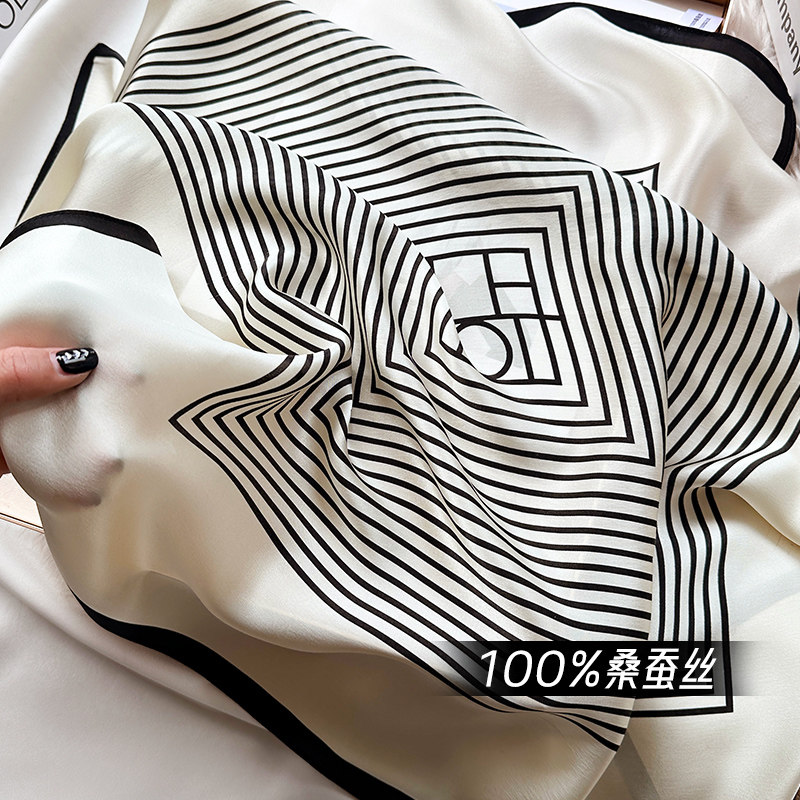 【北欧简约风】100%桑蚕丝巾方巾女杭州丝绸送妈妈礼品简约围巾女